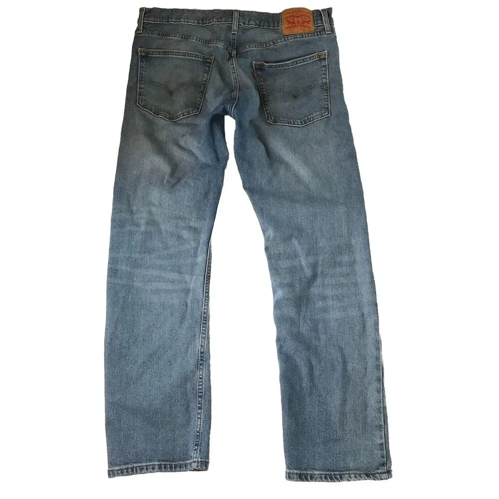 Levi’s 513 Slim Straight Jeans Mens 36x29 Medium Wash Blue Worn To Ride Stretch